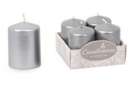 Set 4 Lumânări Argintii 6x4cm