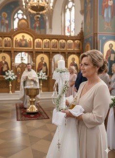 Lumanare alba botez sau cununie